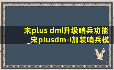 宋plus dmi升级哨兵功能_宋plusdm-i加装哨兵模式